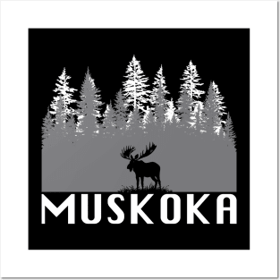 Muskoka and Moose (White Lettering) Posters and Art